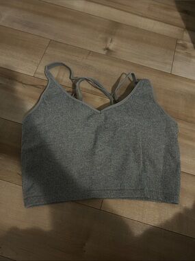 Lemon Gray Ribbed Strappy Sports Bralette